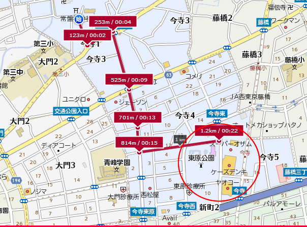 距離測定：キョリ測 ベータ 　-地図をクリックして距離を測定　消費カロリー計算も (2)